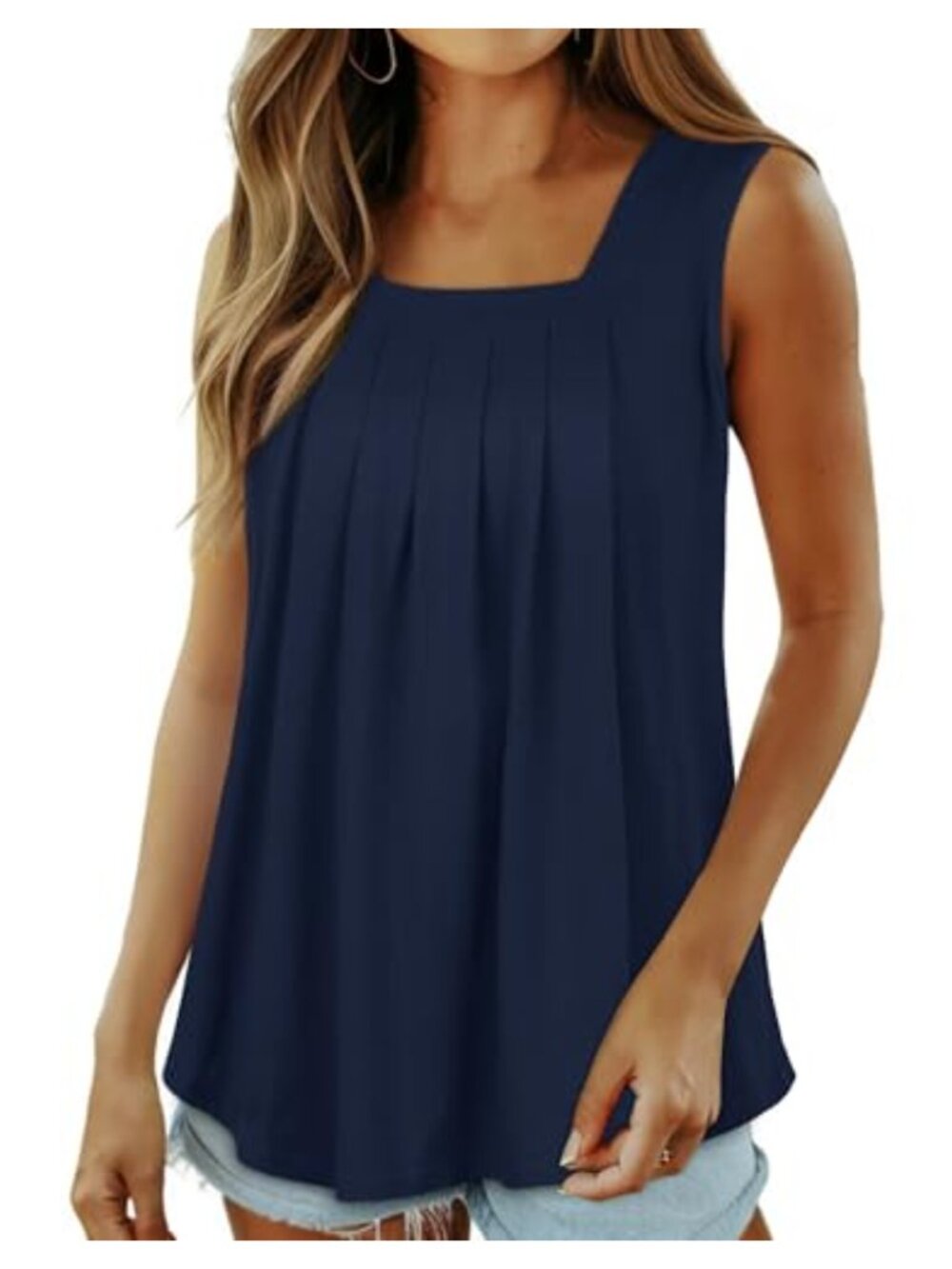 Sleeveless Square Neck Tank Top Loose Fit Summer Casual Tunic